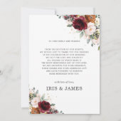 ブルゴーニュの錆びフローラ金ゴールド幾何学的結婚写真 サンキューカード (裏面)