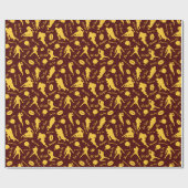 ブルゴーニュの黄色いサッカー選手のパターン ラッピングペーパー (フラット)