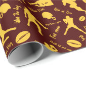 ブルゴーニュの黄色いサッカー選手のパターン ラッピングペーパー (ロールコーナー)