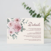 ブルゴーニュほこりっぽいピンク結婚フローラ詳細囲み エンクロージャーカード (スタンド正面)