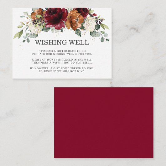 ブルゴーニュアイボリーオレンジ結婚フローラの願い井戸 エンクロージャーカード (正面/裏面)