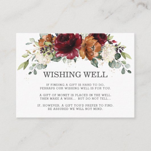ブルゴーニュアイボリーオレンジ結婚フローラの願い井戸 エンクロージャーカード (正面)