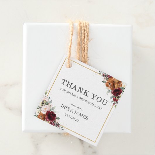 ブルゴーニュアイボリーオレン結婚ジフローラサンキュー フェイバータグ (インサイチュ)