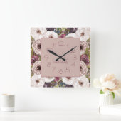 ブルゴーニュアイボリークリームフローラ  スクエア壁時計 (ホーム)