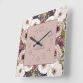 ブルゴーニュアイボリークリームフローラ  スクエア壁時計 (傾斜)