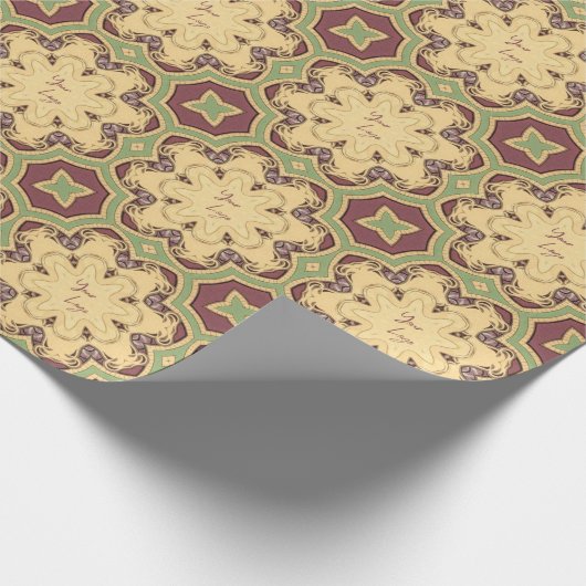 ブルゴーニュアイボリーセージグリーンビジネスロゴ幾何学模様 ラッピングペーパー (角)