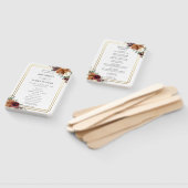 ブルゴーニュアイボリーバーントオレンジフローラ結婚式 プログラム ハンドファン (組立なし)