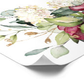 ブルゴーニュアイボリーフローラバースデーパーティーウェルカムサイン ポスター (角)