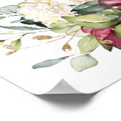 ブルゴーニュアイボリーフローラブライダルシャワーウェルカムサイン ポスター (角)