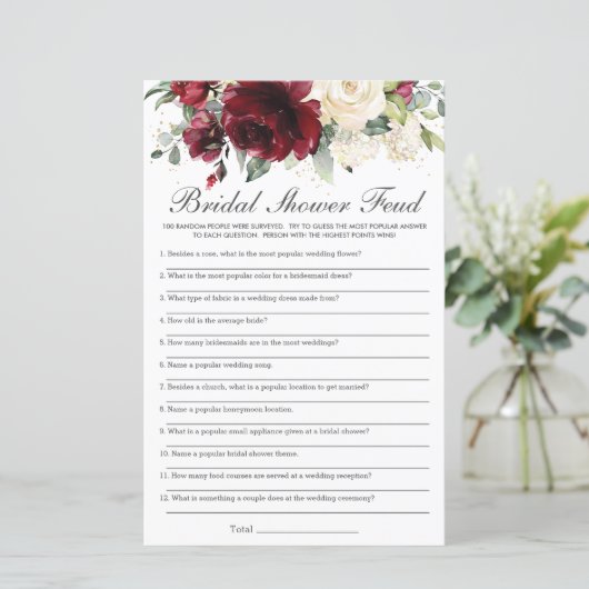 ブルゴーニュアイボリーフローラブライダルシャワーフードゲーム (スタンド正面)