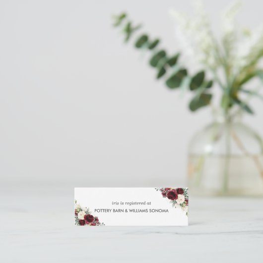 ブルゴーニュアイボリーフローラブライダルレジストリカードミニ スキニー名刺 (スタンド正面)