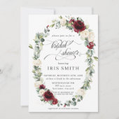 ブルゴーニュアイボリーフローラリーフィーリースブライダルシャワー 招待状 (正面)
