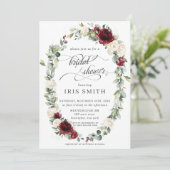 ブルゴーニュアイボリーフローラリーフィーリースブライダルシャワー 招待状 (スタンド正面)
