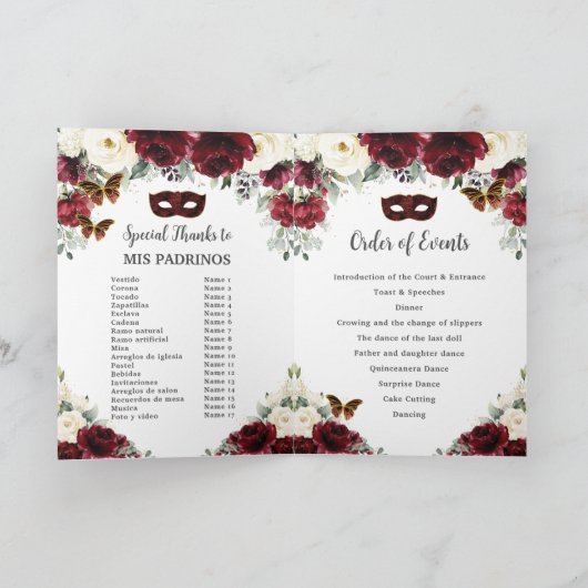 ブルゴーニュアイボリーフローラ金ゴールドキンセアニラマスカレード プログラム (内部)