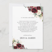 ブルゴーニュアイボリーフローラ金ゴールド幾何学的結婚写真 サンキューカード (裏面)