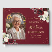 ブルゴーニュアイボリーホワイトフローラメモリアル葬儀写真 ゲストブック (正面)