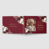 ブルゴーニュアイボリーホワイトフローラメモリアル葬儀写真 ゲストブック (全面)