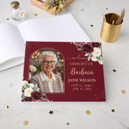 ブルゴーニュアイボリーホワイトフローラメモリアル葬儀写真 ゲストブック