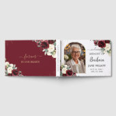 ブルゴーニュアイボリーホワイトフローラメモリアル葬儀写真 ゲストブック (全面)