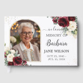 ブルゴーニュアイボリーホワイトフローラメモリアル葬儀写真 ゲストブック (正面)