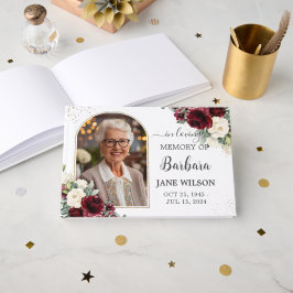 ブルゴーニュアイボリーホワイトフローラメモリアル葬儀写真 ゲストブック