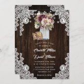 ブルゴーニュアイボリーメイスンジャールウッドフローラズ 招待状 (正面/裏面)