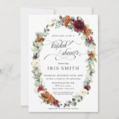 ブルゴーニュアイボリーラストフローラリースブライダルシャワー 招待状 (正面)