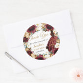 ブルゴーニュアイボリー金ゴールドフローラプリンセスカインスフリット ラウンドシール (封筒)