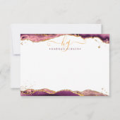 ブルゴーニュアゲテゲードモノグラムスクリプト金ゴールドグリッター ノートカード (正面)