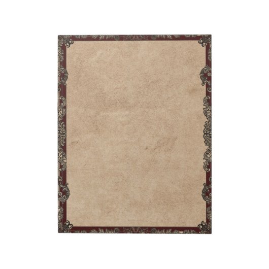 ブルゴーニュアンティークファンシーフレームタンヴィンテージ羊皮紙 ノートパッド (回転)