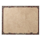 ブルゴーニュアンティークファンシーフレームタンヴィンテージ羊皮紙 ノートパッド (正面)