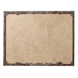 ブルゴーニュアンティークファンシーフレームタンヴィンテージ羊皮紙 ノートパッド