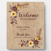 ブルゴーニュイエローフローラへようこそ結婚 フォトプラーク (正面)