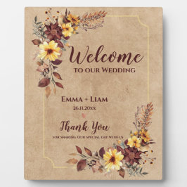 ブルゴーニュイエローフローラへようこそ結婚 フォトプラーク