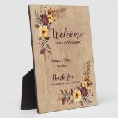 ブルゴーニュイエローフローラへようこそ結婚 フォトプラーク (側面)