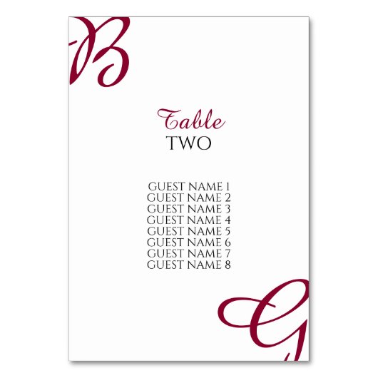 ブルゴーニュイニシャルオータム秋の結婚式ゲストハウス名 テーブルナンバー (裏面)