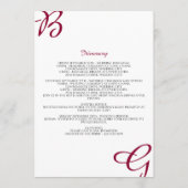 ブルゴーニュイニシャル秋の結婚式歓迎の日程 プログラム (裏面)