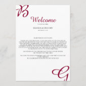 ブルゴーニュイニシャル秋の結婚式歓迎の日程 プログラム (正面)