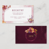 ブルゴーニュウォーター秋結婚ブーケのレジストリ エンクロージャーカード (正面/裏面)