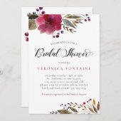 ブルゴーニュウォーター色フローラブライダルシャワー 招待状 (正面/裏面)