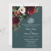 ブルゴーニュエレガントとホワイトローズのフローライスラム 招待状 (正面)