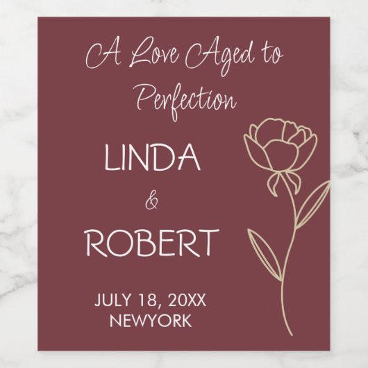 ブルゴーニュエレガントなウェディングワインラベル ワインラベル (シングルラベル)