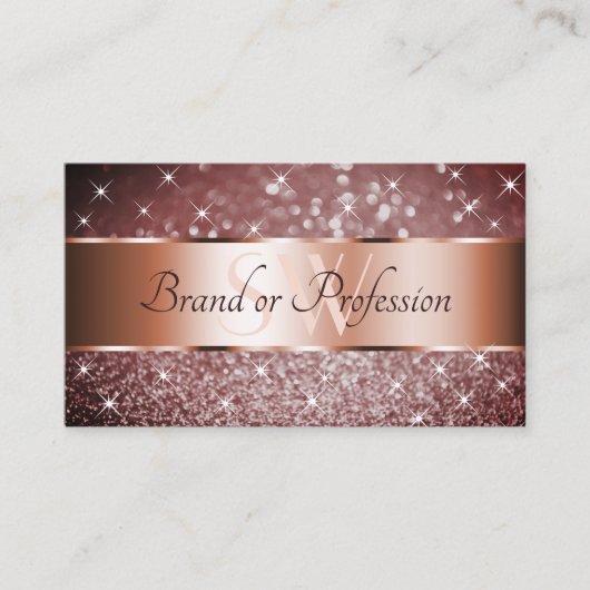 ブルゴーニュエレガントグリッタースターズモノグラムバラ金ゴールド 名刺 (正面)