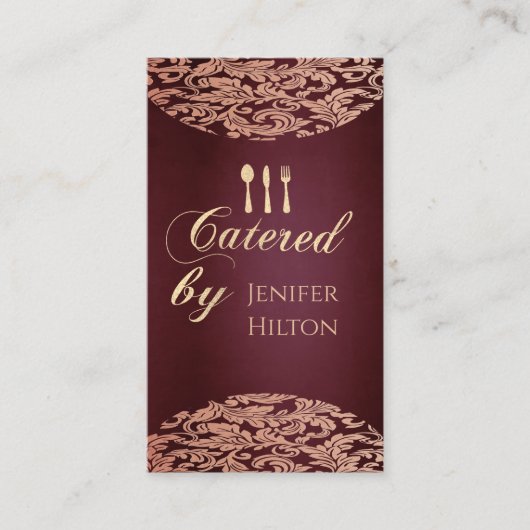 ブルゴーニュエレガントシックケータリングダマスクヴィンテージ 名刺 (正面)
