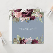 ブルゴーニュエレガントダスティブルー結婚フローラ感謝していズス カード (正面/裏面インサイチュ)