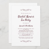 ブルゴーニュエレガントティーウェディングブライダルシャワーモダン 招待状 (正面/裏面)