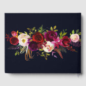 ブルゴーニュエレガントネイビーブルーボヘミアンフローラズ結婚ズ ゲストブック (裏面)