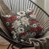 ブルゴーニュエレガントバラグレーフローラルパターン クッション