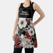 ブルゴーニュエレガントバラブラックフローラルパターン エプロン (インサイチュ)