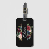 ブルゴーニュエレガントフローラかわいらし水彩 ラゲッジタグ (正面縦)